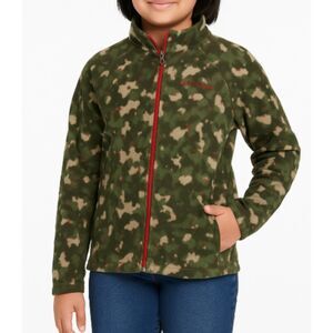 Columbia Girls Fleece Jacket Size Large Green Camo Print Zip Up